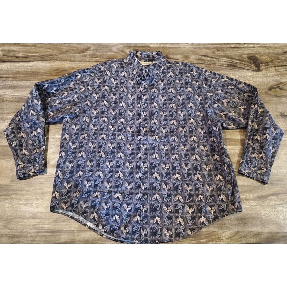 MunsingWear Men's XL Button Down Shirt 100% Cotton Hawaiian Palm Casual